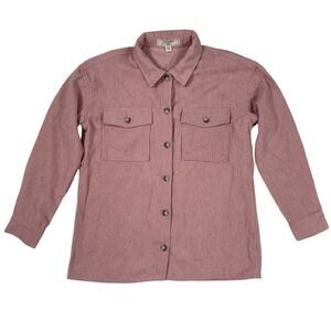 No Comment Girls Pink Corduroy Button Front Shirt Jacket Kids Size 14